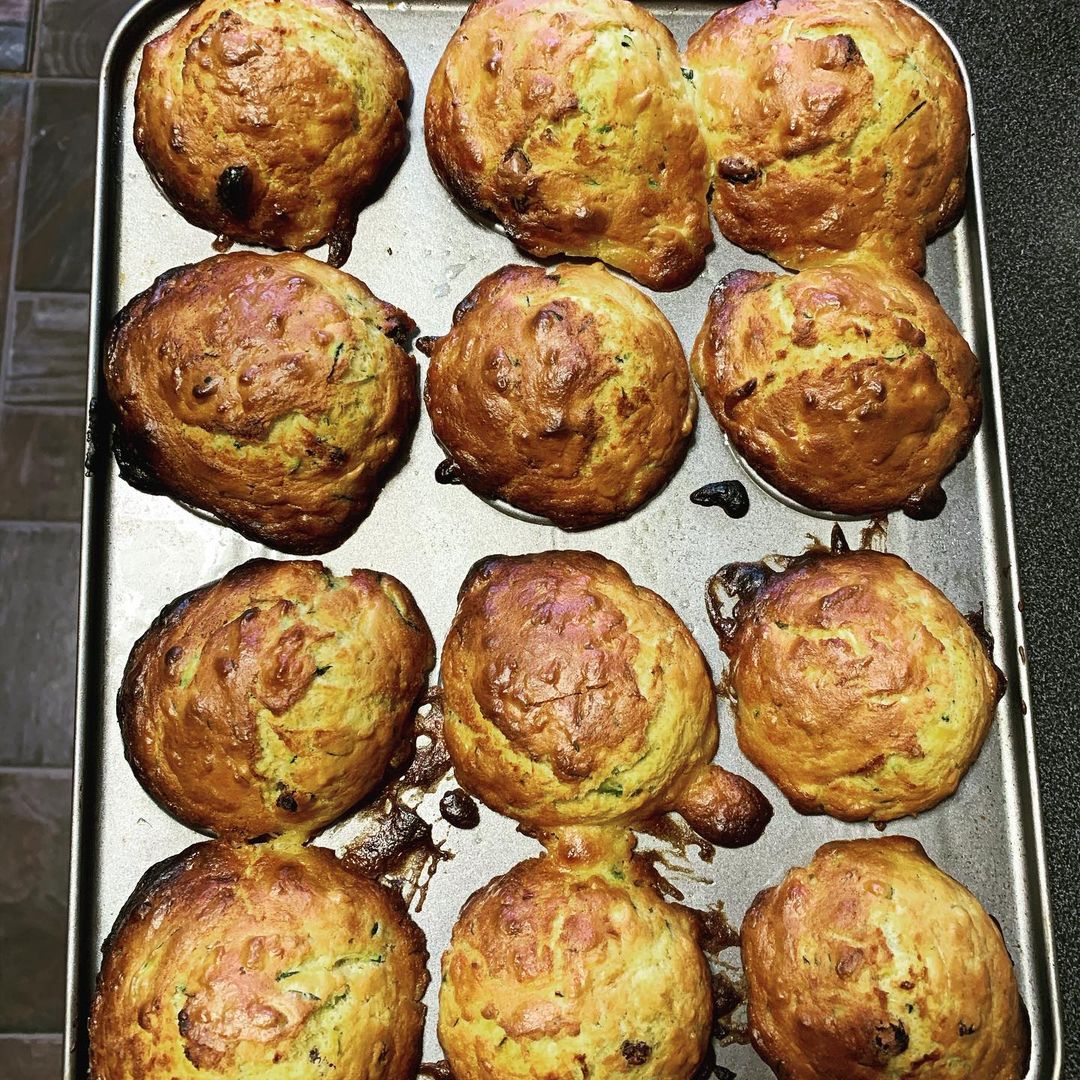 Carrot and courgette muffins prepared with the help of my tiny pal